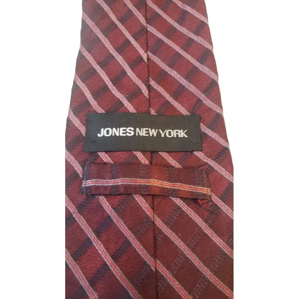 Jones New York Men's Silk Tie Pink Blue Diagonal Striped 59